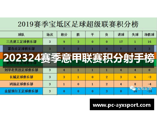 202324赛季意甲联赛积分射手榜